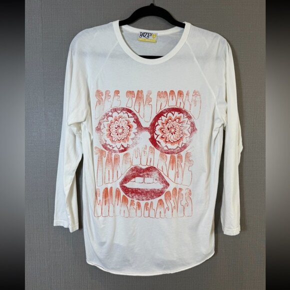 Dazey LA Boho Graphic “See the World” Long Sleeve Tee - Picture 1 of 4